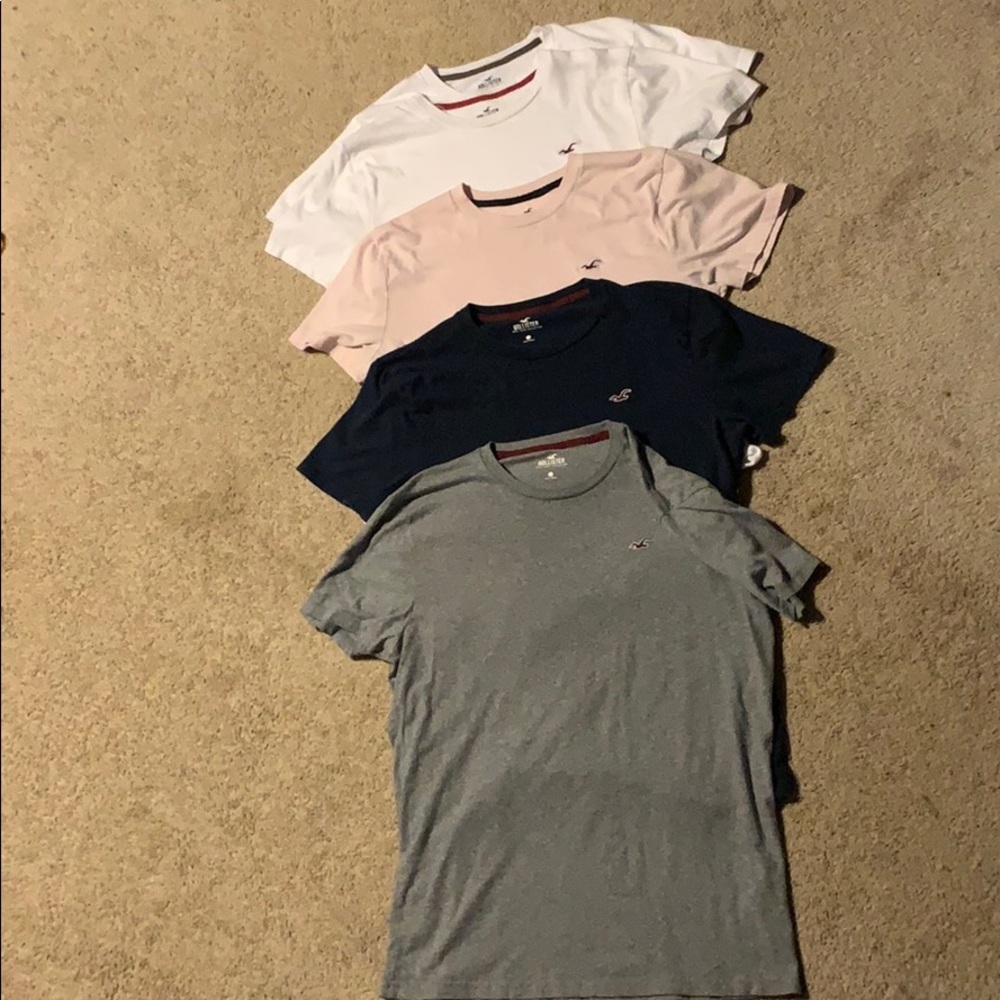 HOLLISTER BUNDLE (2 white, 1 pink, 1 navy, 1 grey)